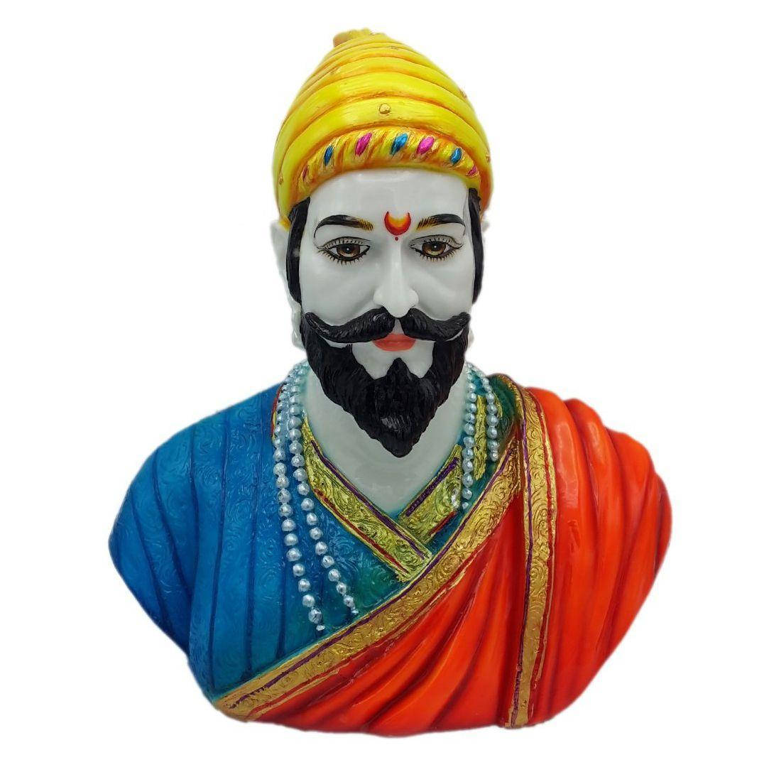 Chhatrapati Shivaji Maharaj Colorful Bust Statue Background