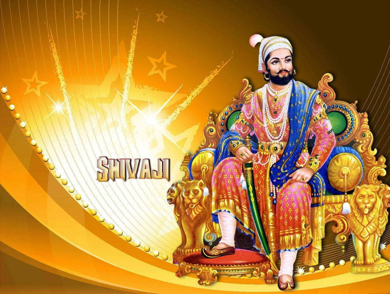 Chhatrapati Shivaji Maharaj On Gold Throne Background