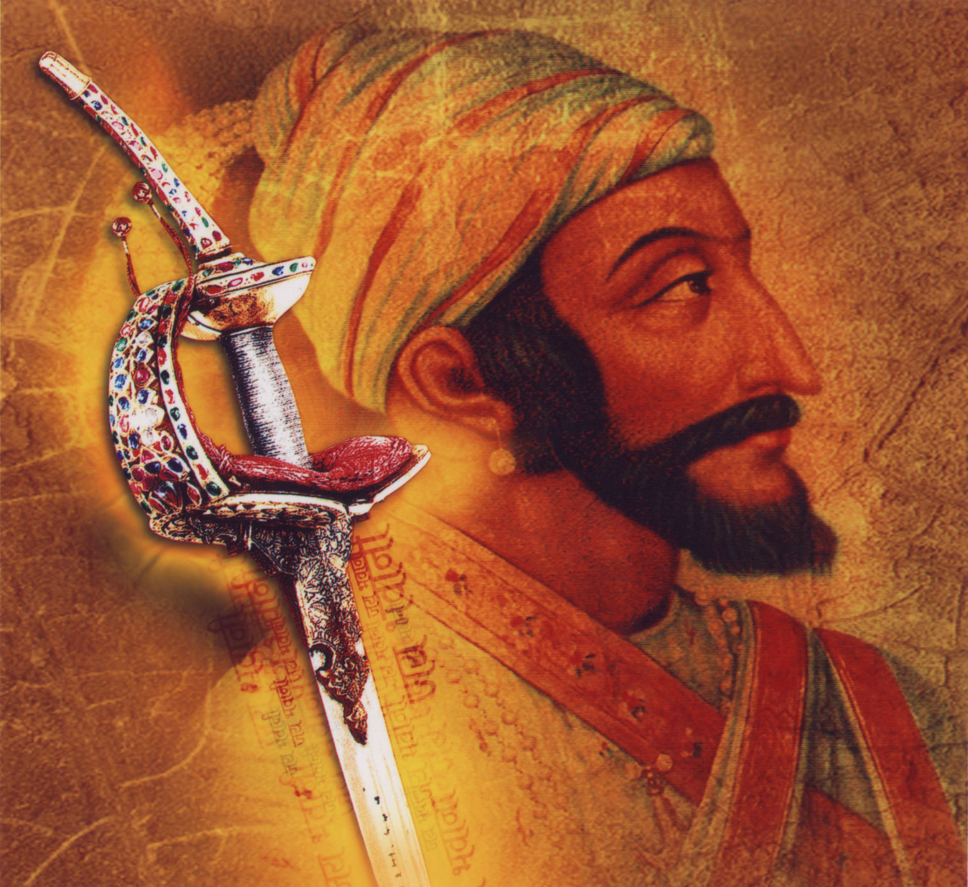 Chhatrapati Shivaji Maharaj With Bhavani Sword Background