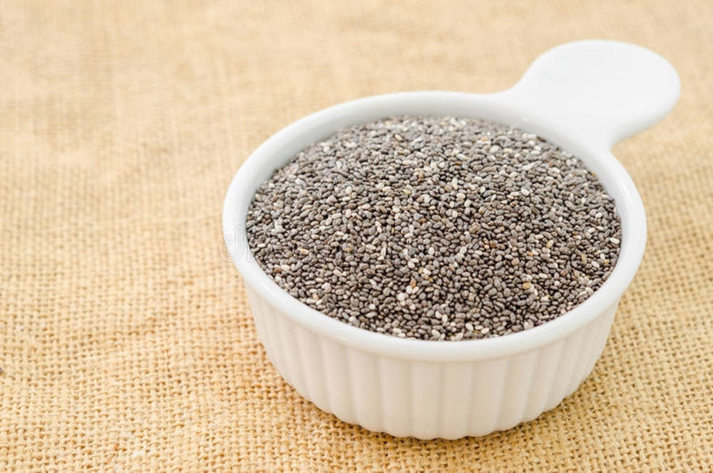 Chia Seeds In French Onion Soup Bowl Background