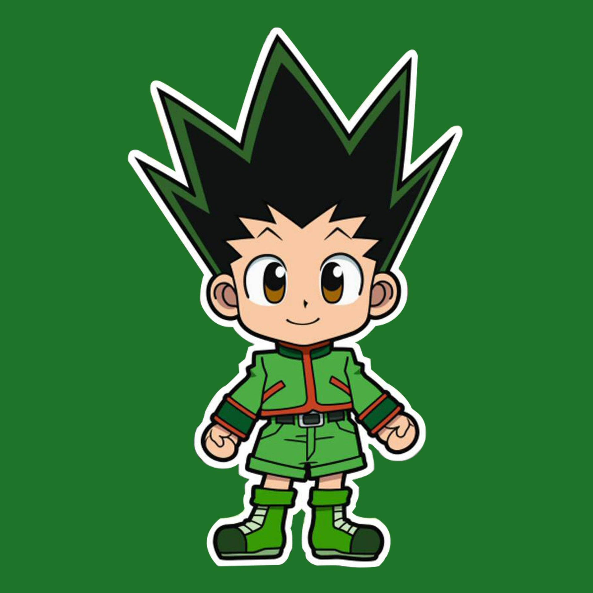 Chibi Animated Gon In Green Background