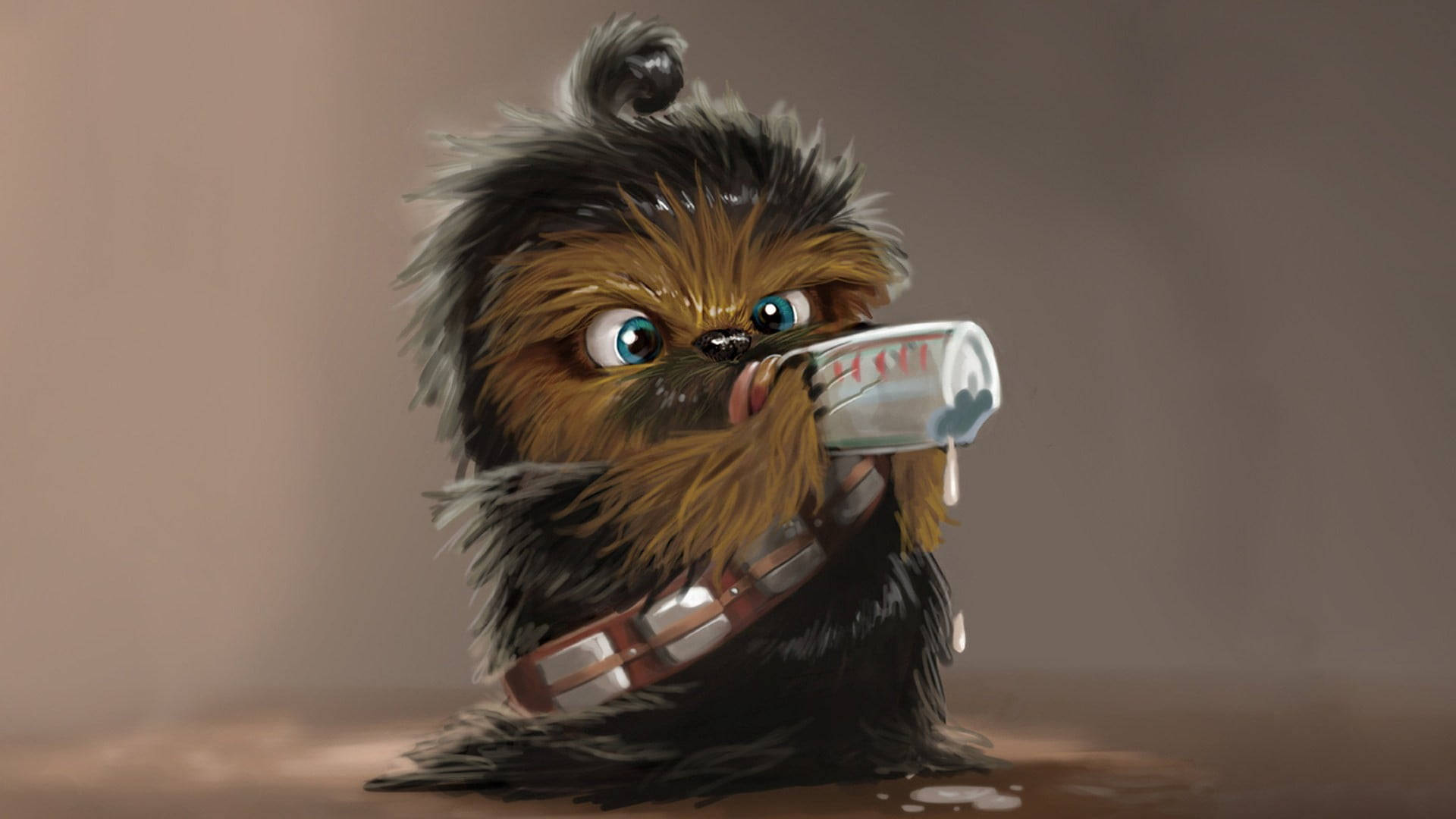 Chibi Baby Chewbacca Digital Painting Background