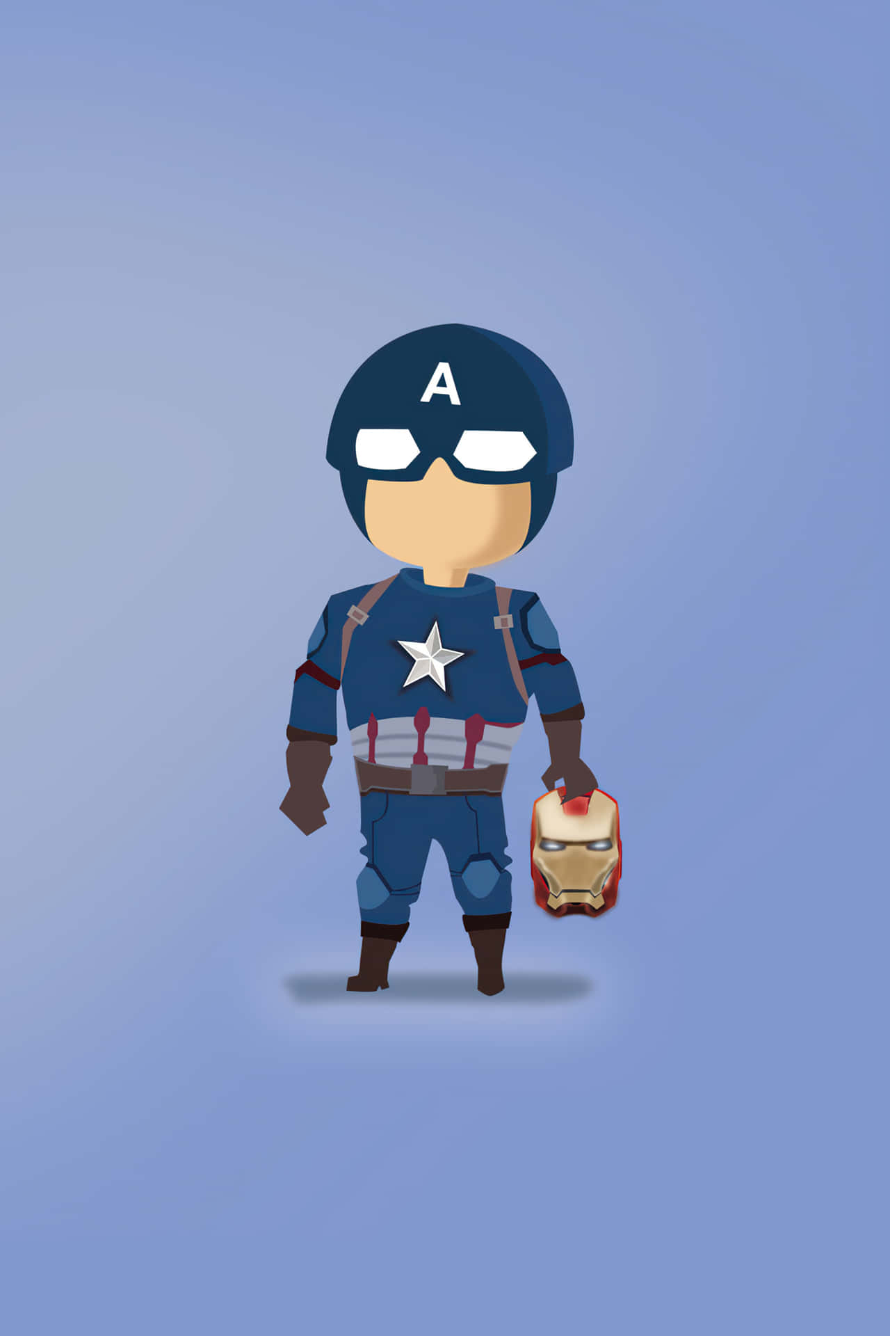 Chibi Captain America With Iron Man Mask Background