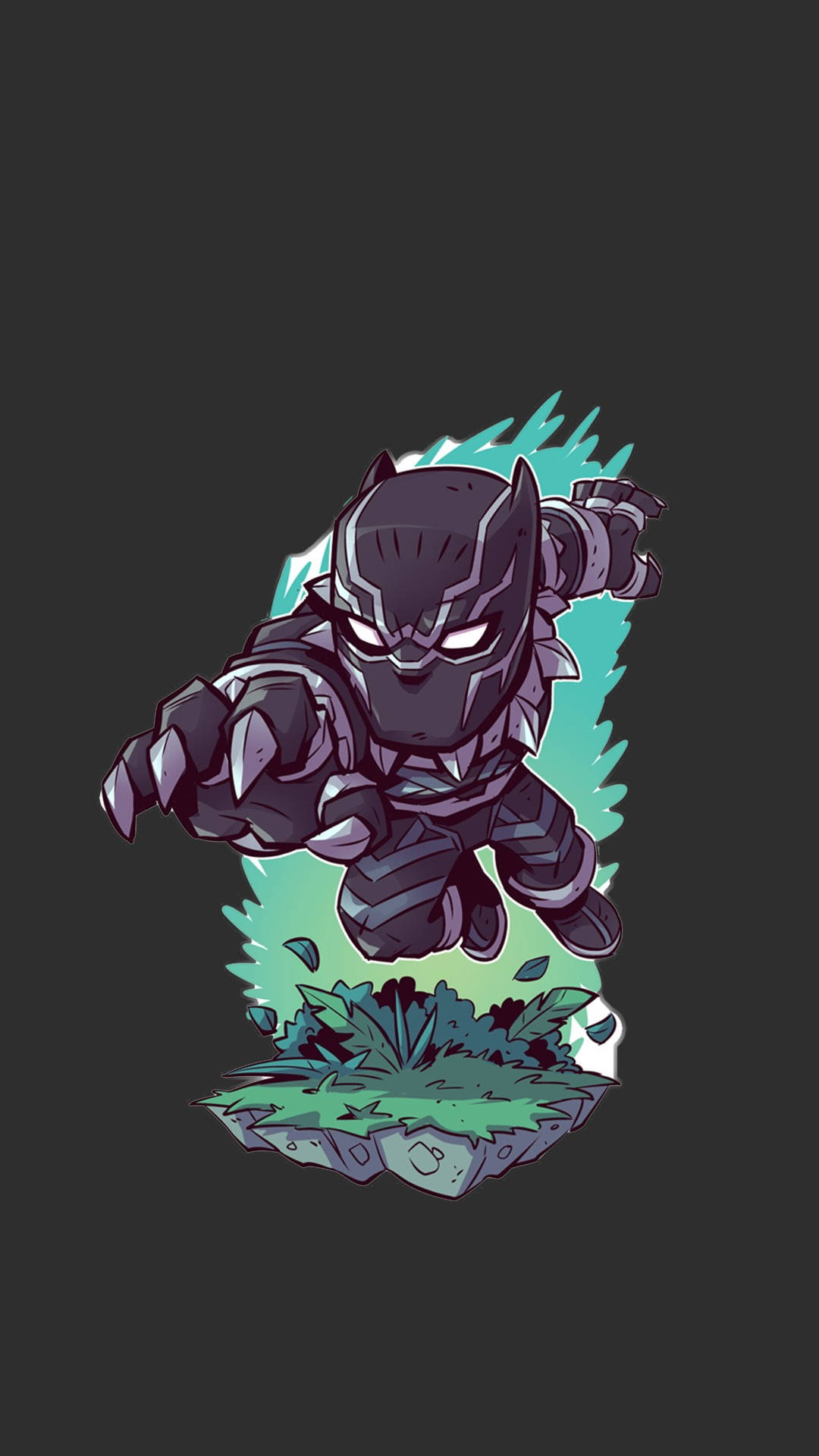 Chibi Cartoon Of Black Panther Android Background