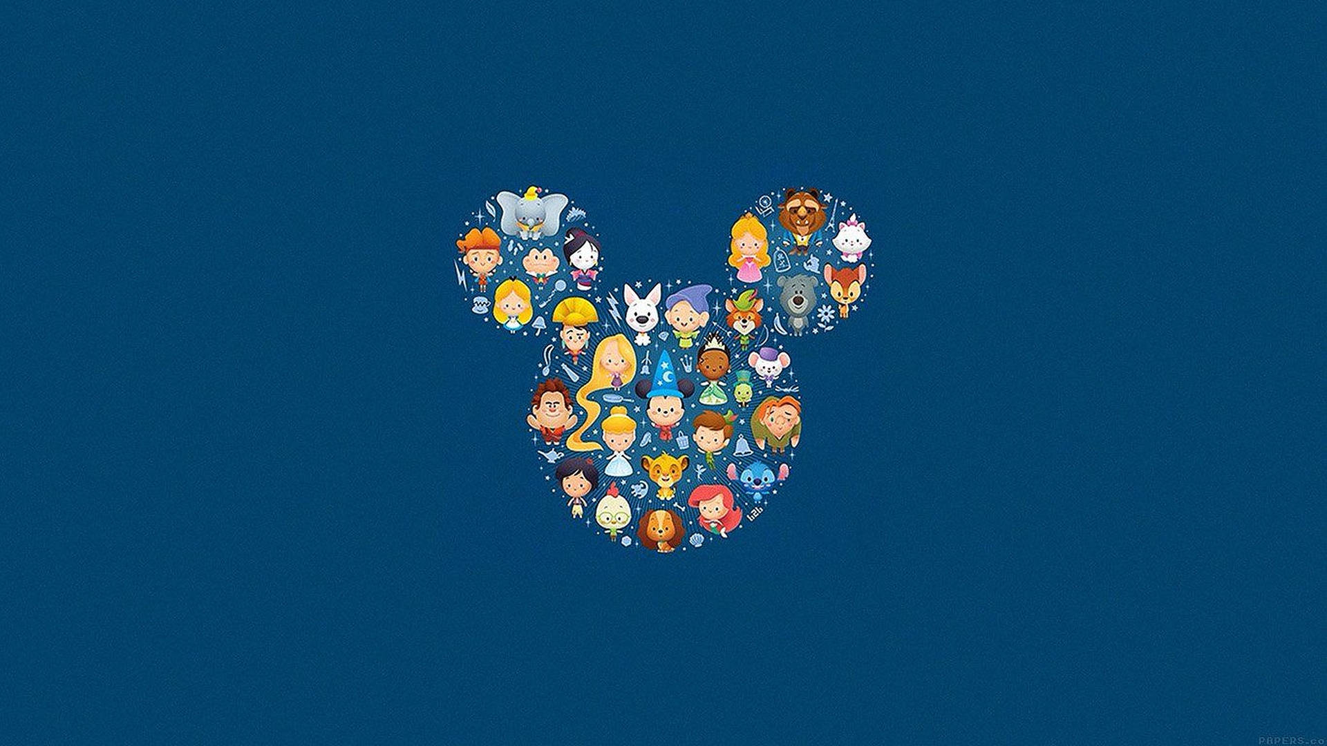 Chibi Characters Disney Logo Background