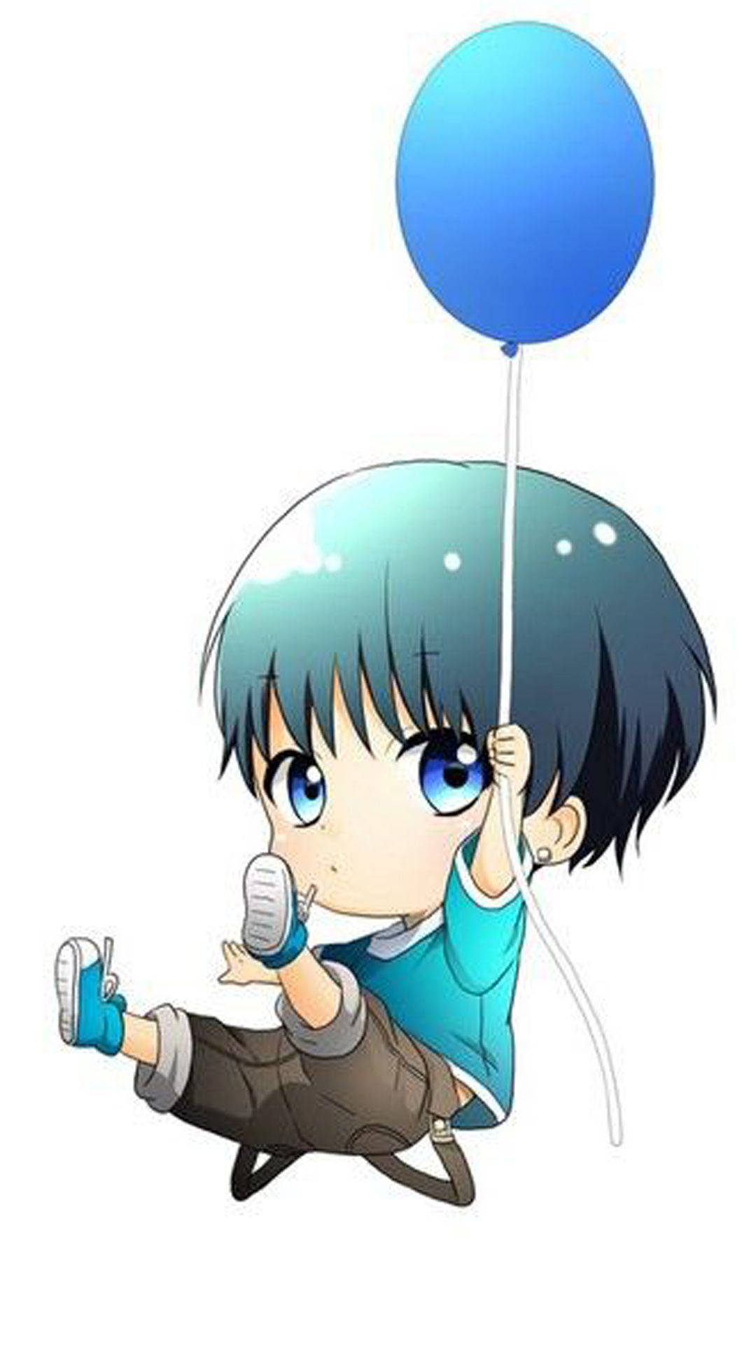 Chibi Cute Boy Cartoon With A Balloon Background