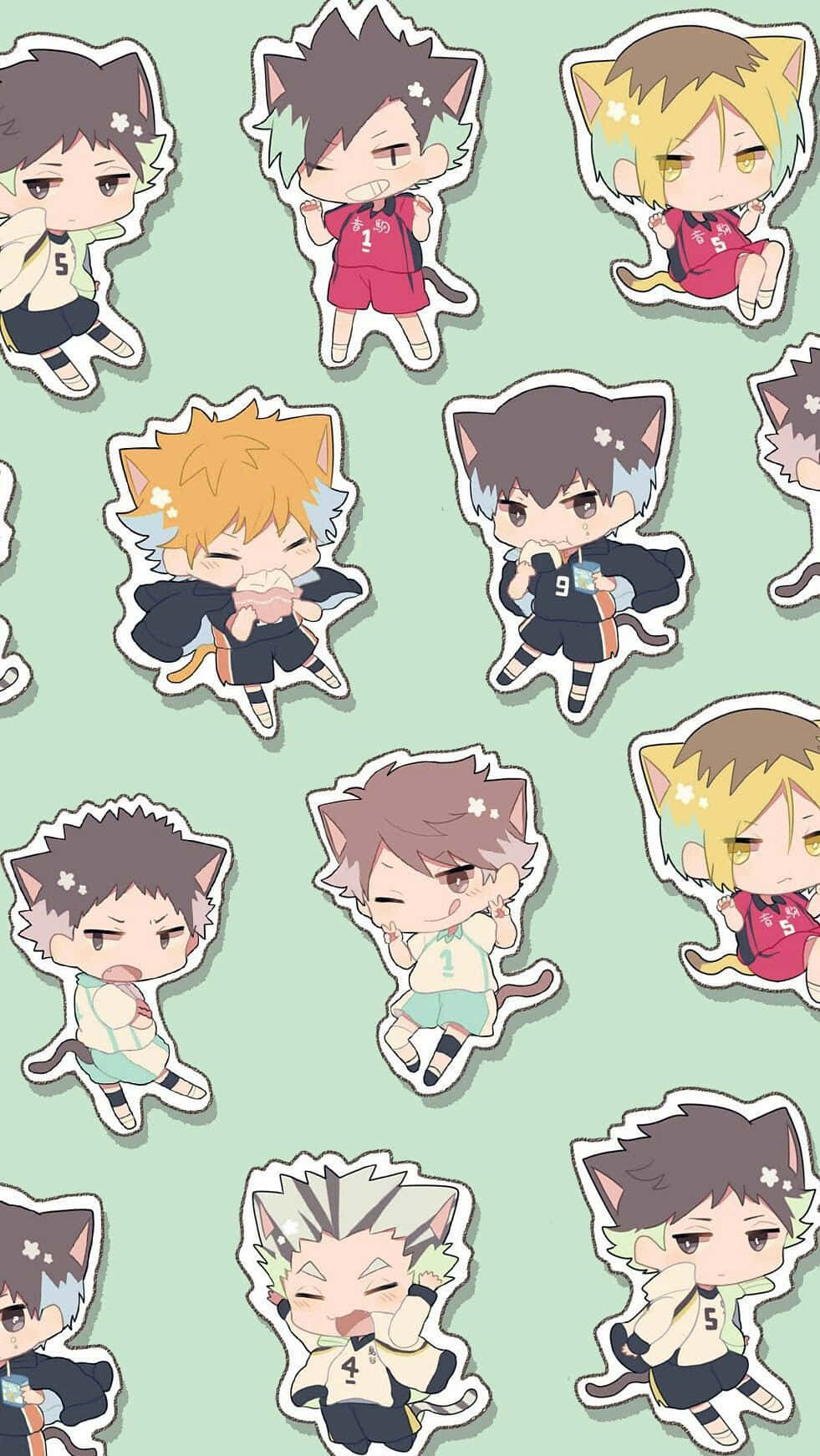 Chibi Haikyuu Characters Pattern Background