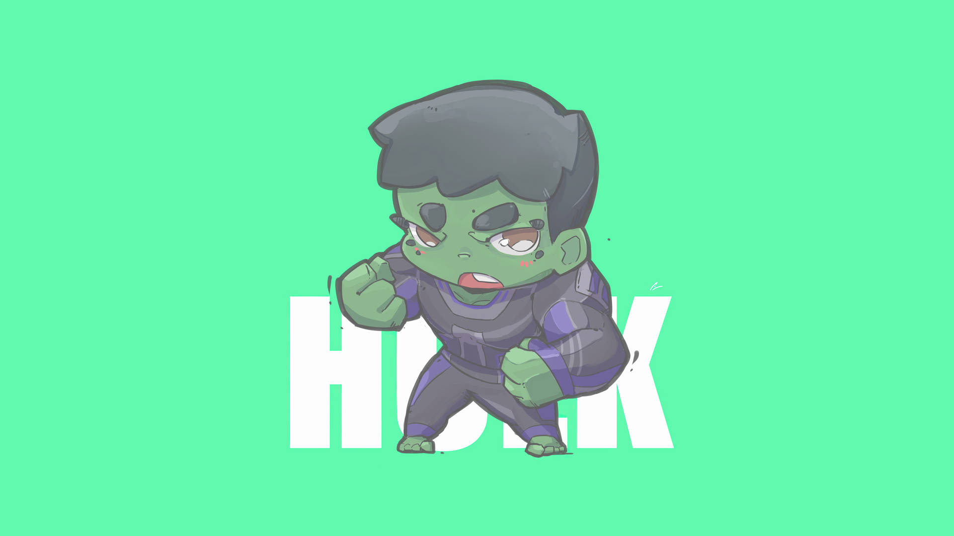Chibi Hulk Digital Art Background