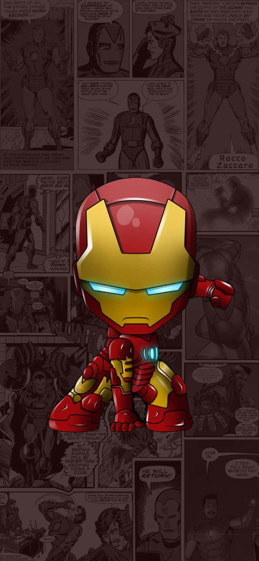 Chibi Iron Man Comic Backdropi Phone Wallpaper Background