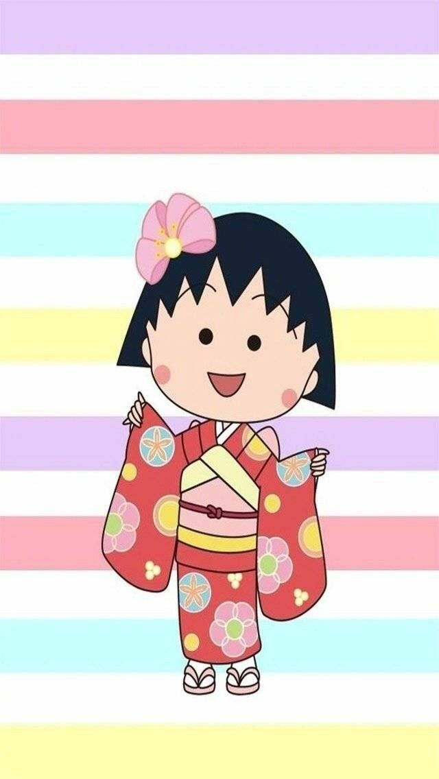 Chibi Maruko Chan Wearing Kimono Background