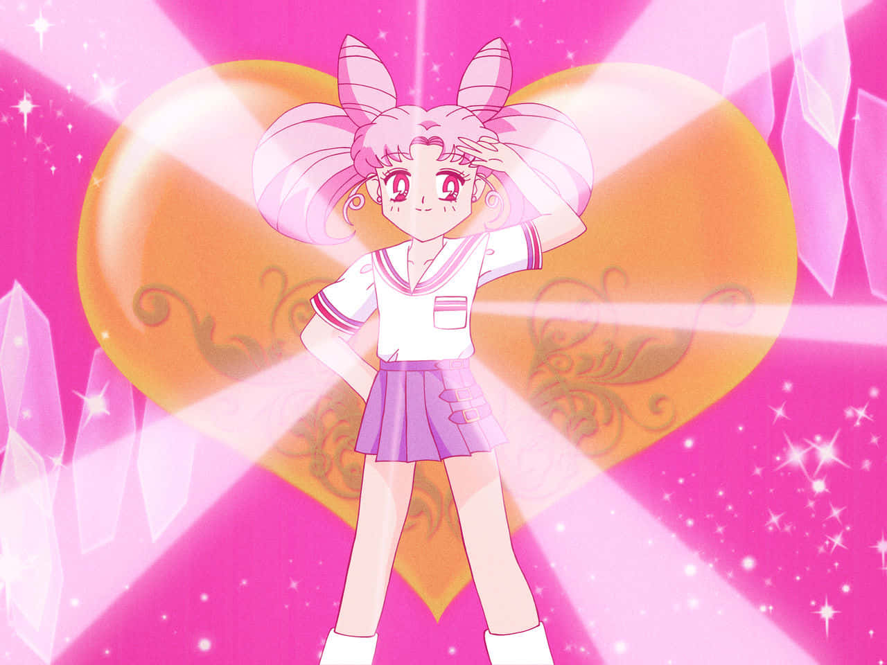 Chibi Moon Pink Crystal Background Background