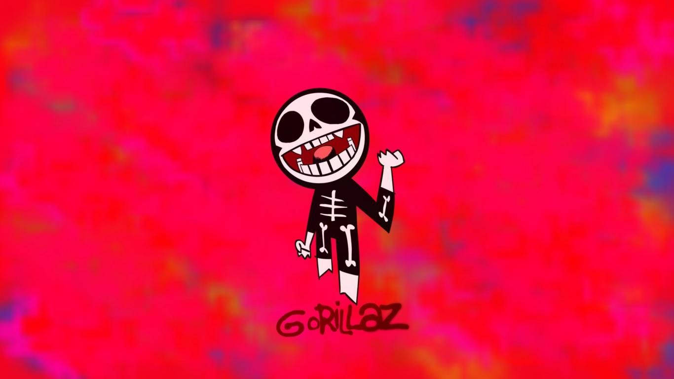 Chibi Skeleton Gorillaz Red Background