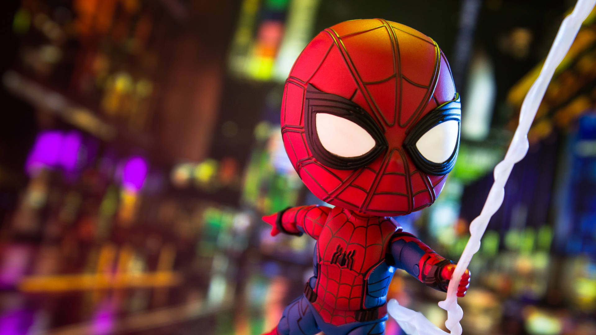 Chibi Spider Man Hanging Background