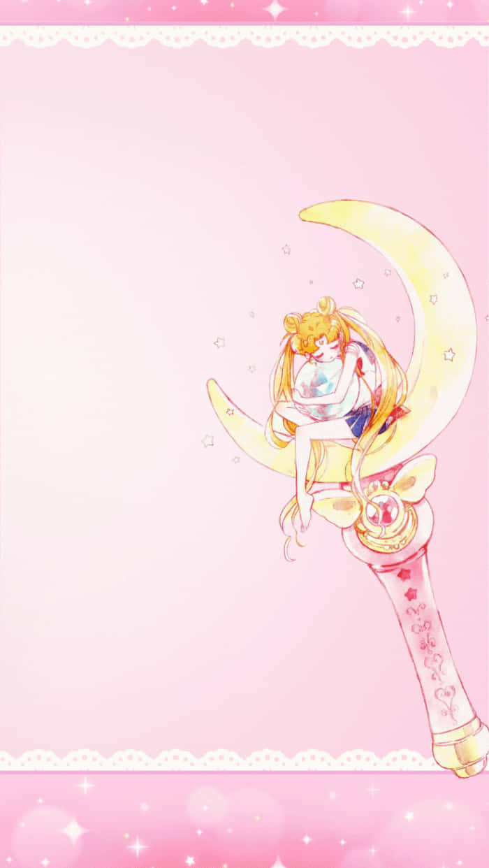 Chibi Usa And Sailor Moon Explore Magical Worlds On Their Ipad Background