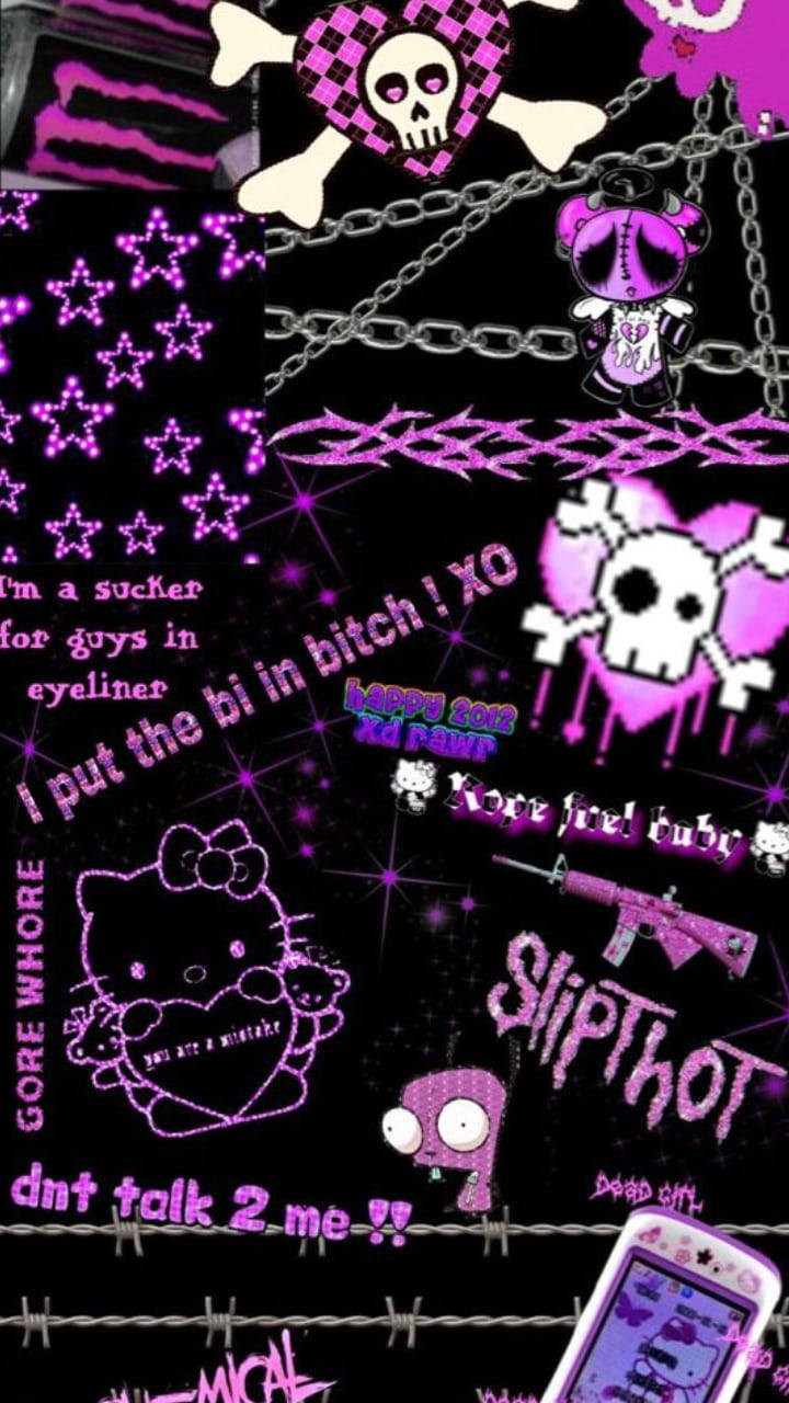 Chic Black & Purple Hello Kitty Collage