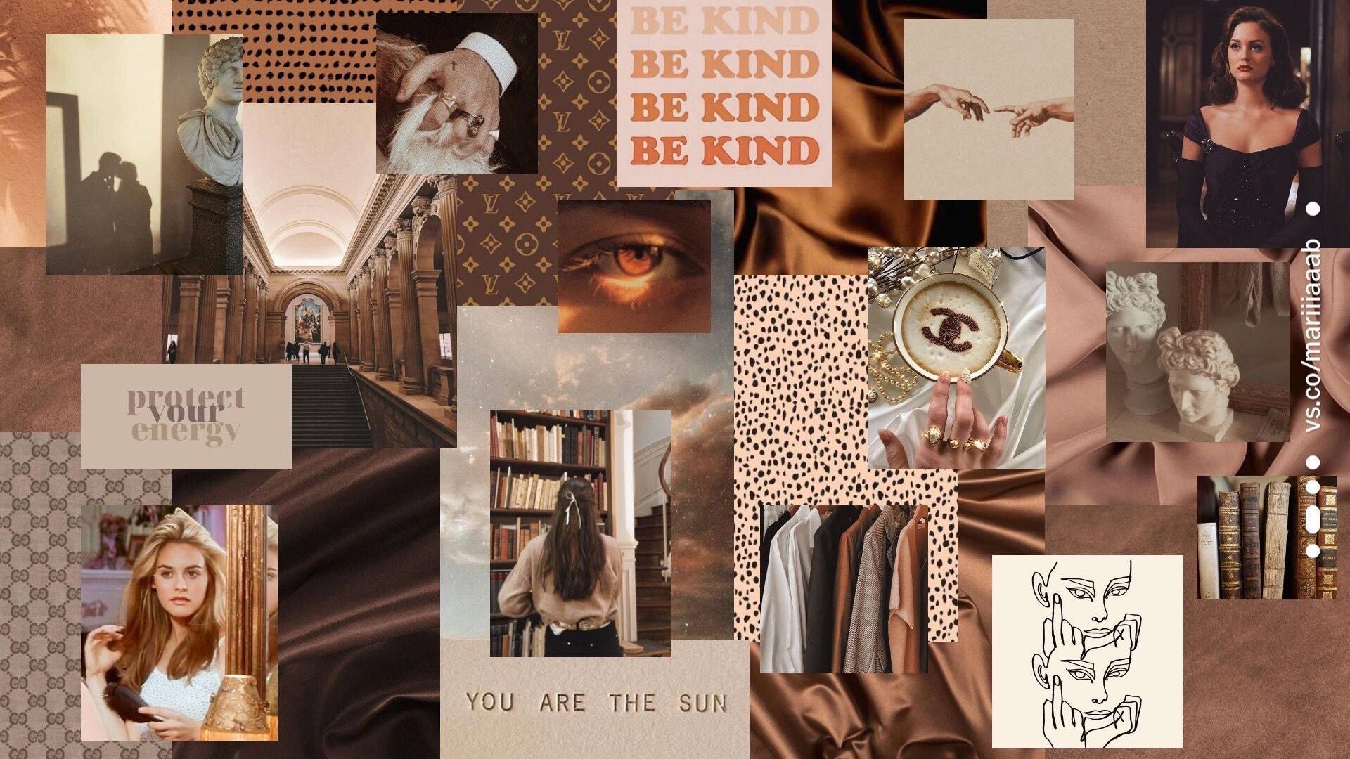 Chic Brown Aesthetic Collage Background