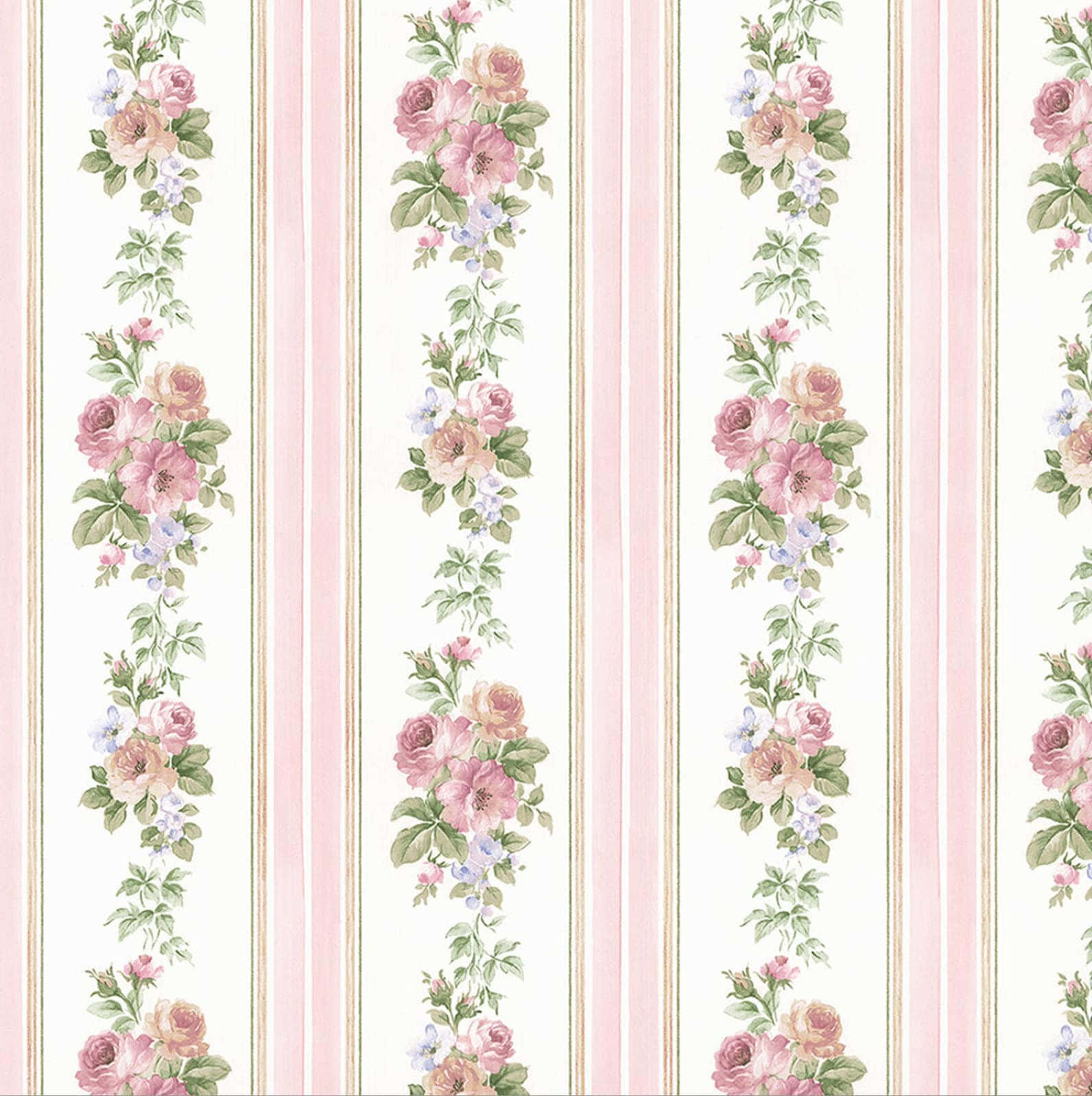 Chic Flower Vine And Pink Lines Wallpaper