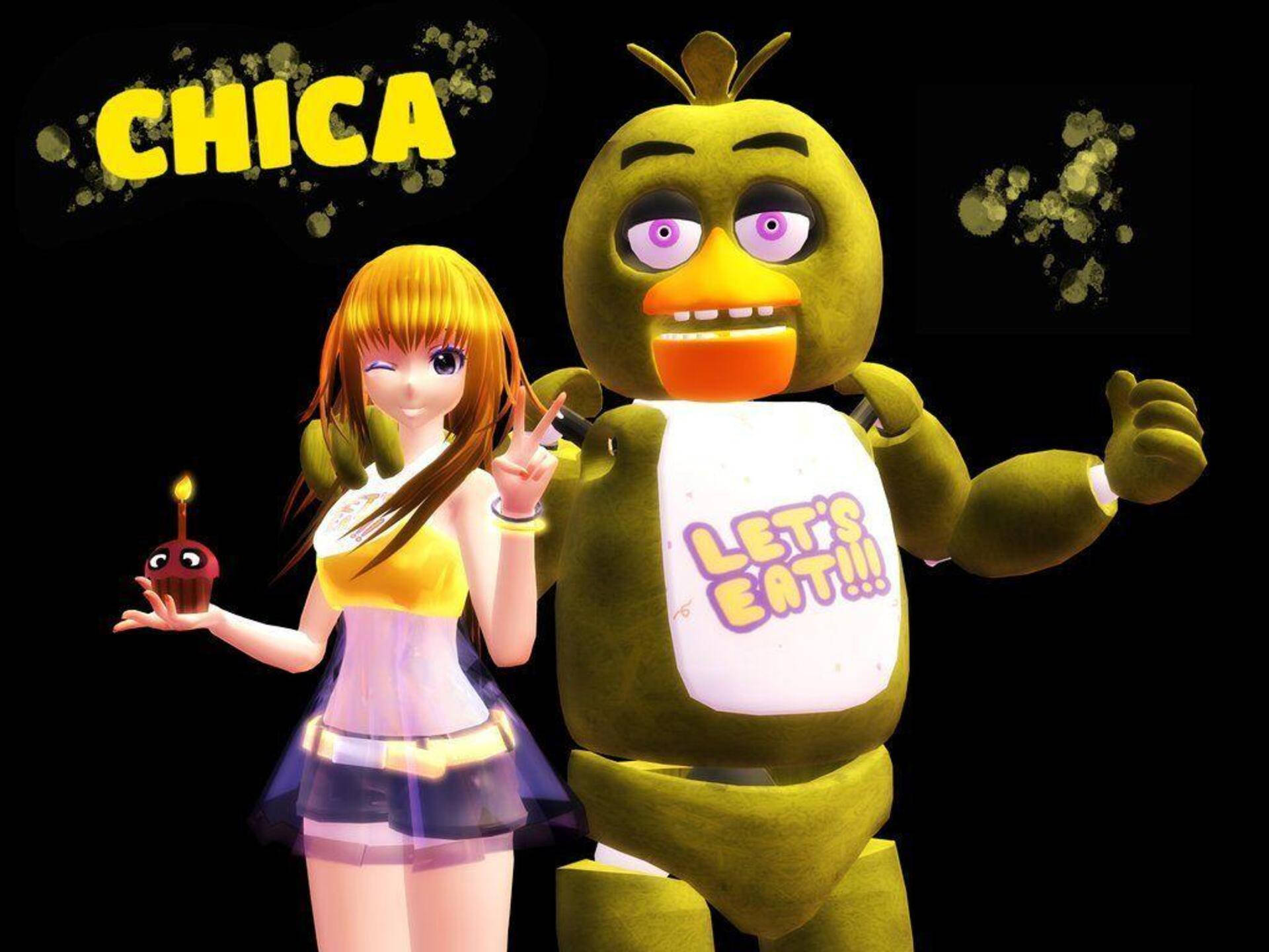 Chica Fnaf With Animated Girl Background