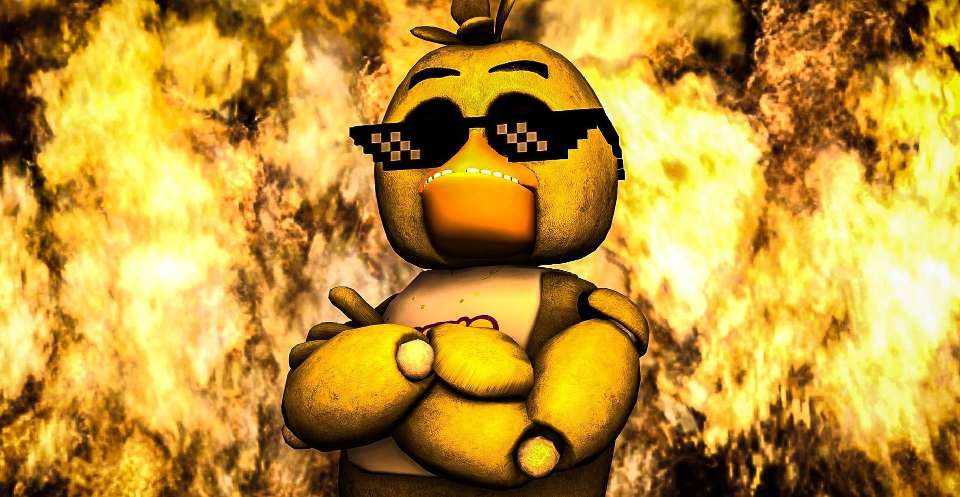 Chica Fnaf With Thug Glasses Background