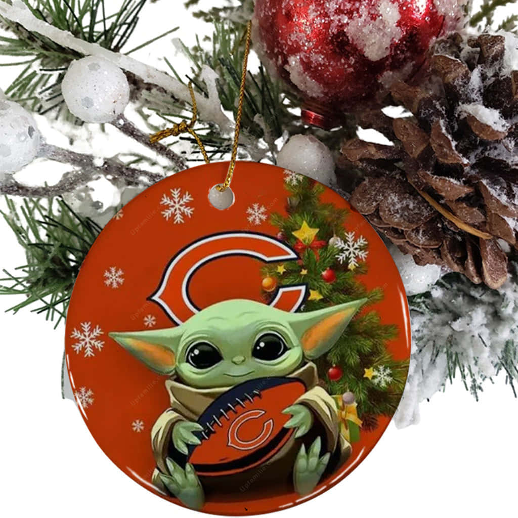 Chicago Bears Baby Yoda Christmas Ornament Background