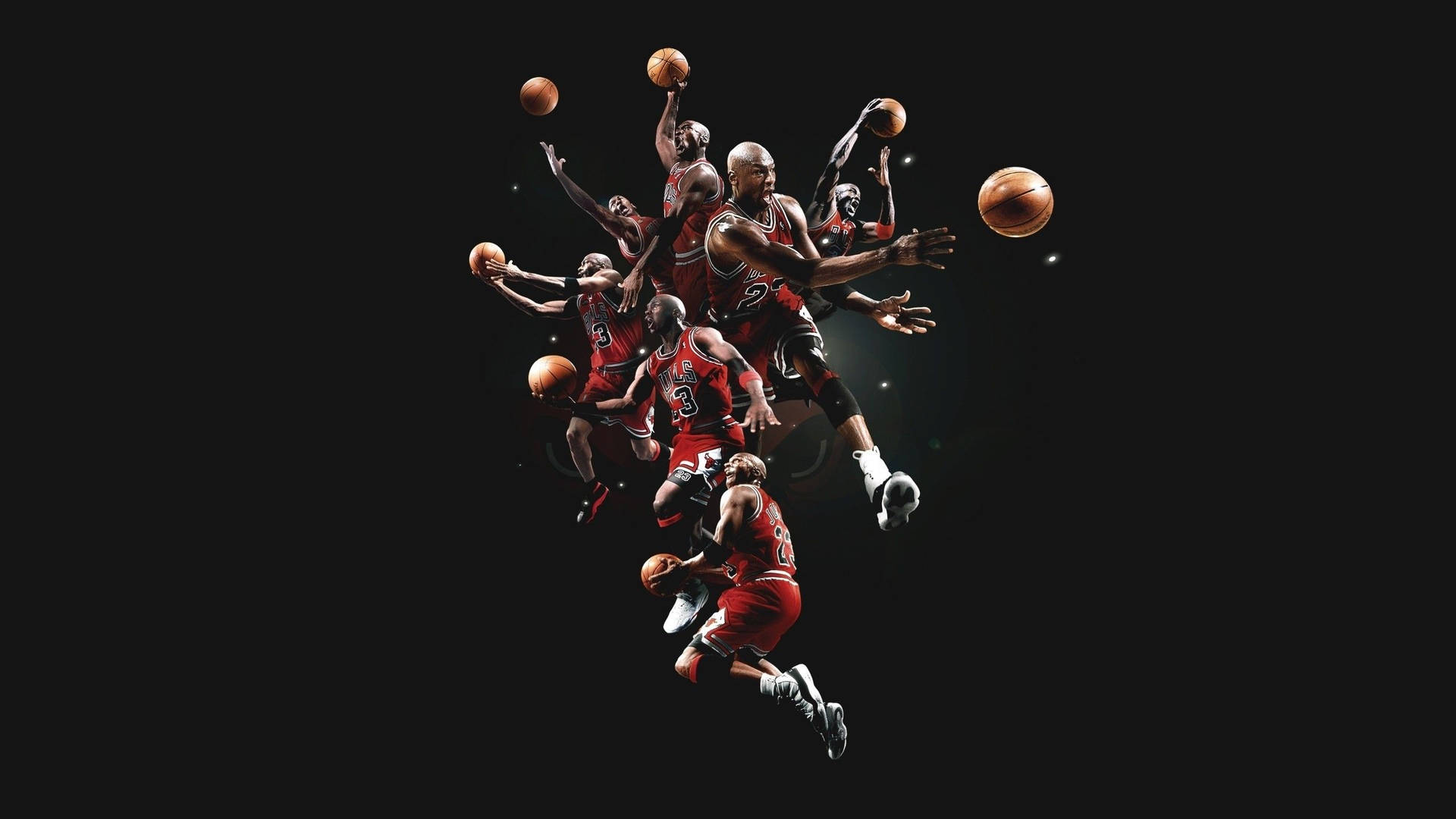 Chicago Bulls Jordan Different Poses Background