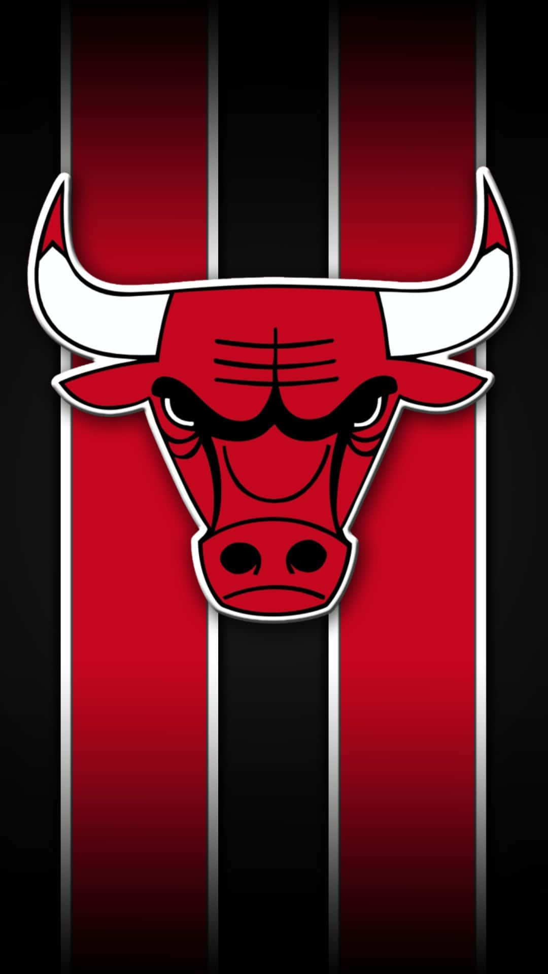 Chicago Bulls Logo On Two Red Stripes Phone Background