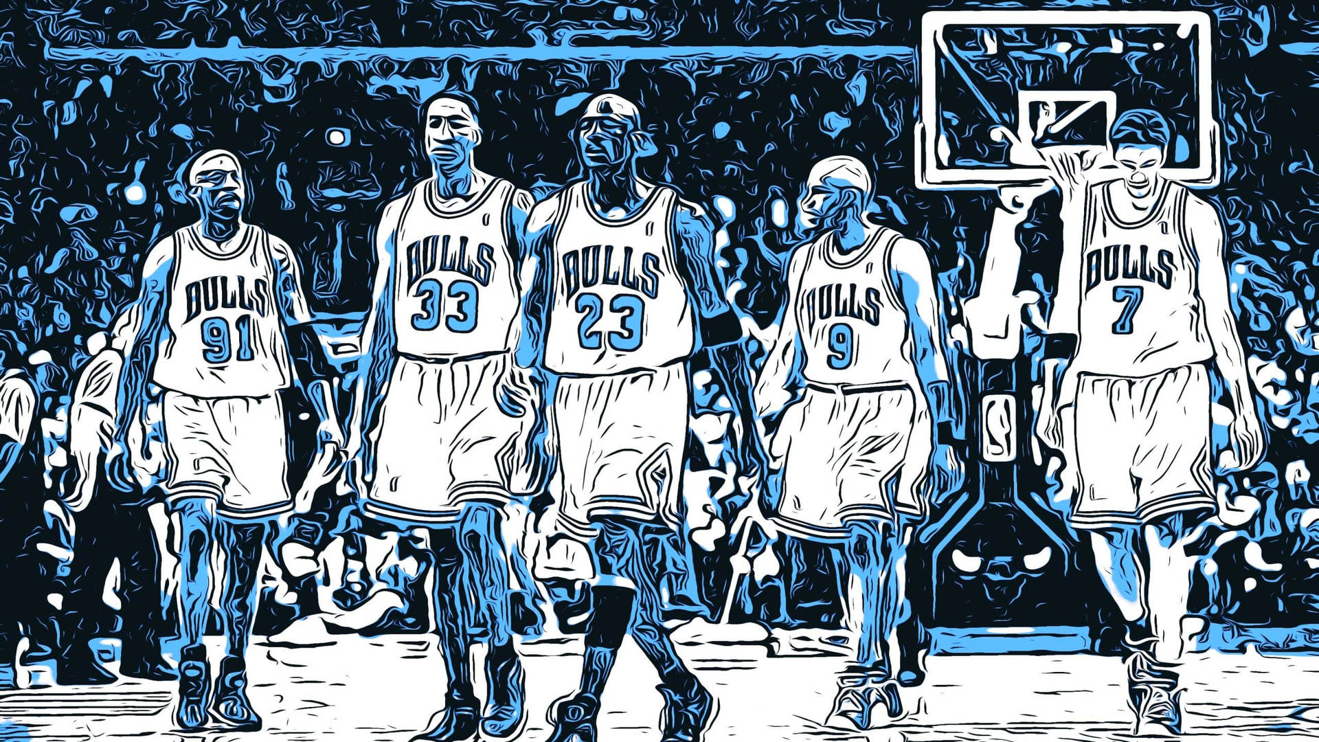 Chicago Bulls Monochromatic Blue Illustration Background