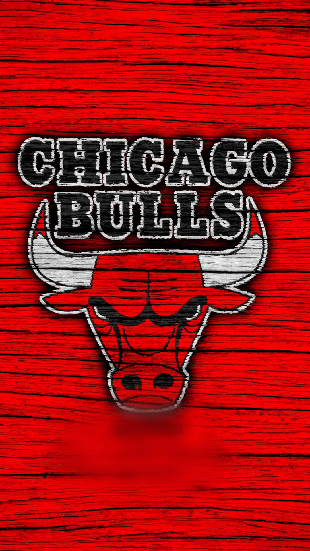 Chicago Bulls On Red Wooden Texture Phone