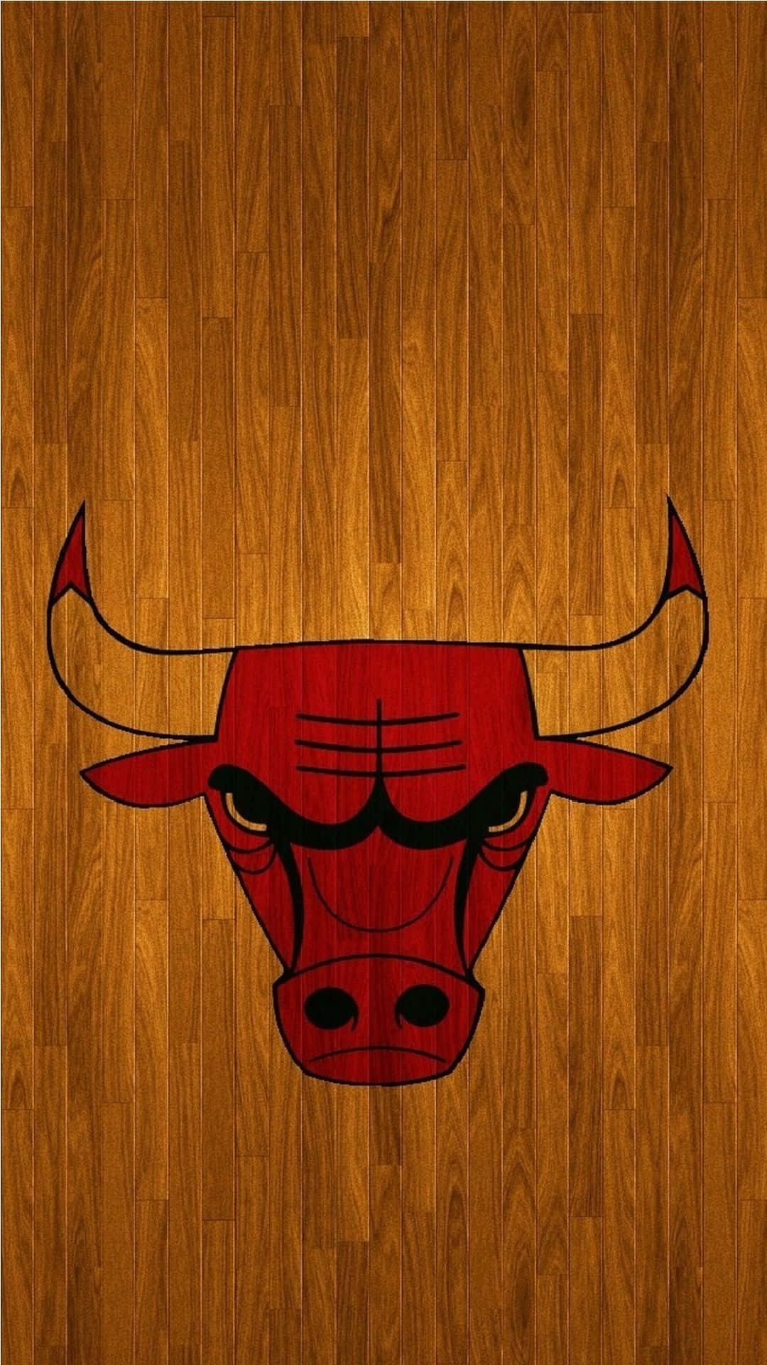 Chicago Bulls On Wooden Texture Phone Background