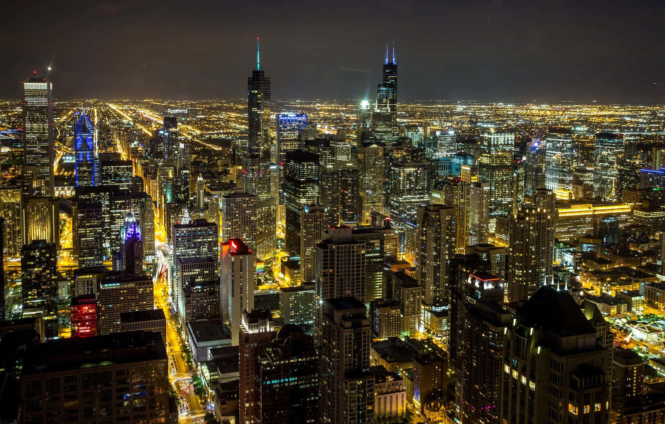 Chicago City Night Light Background