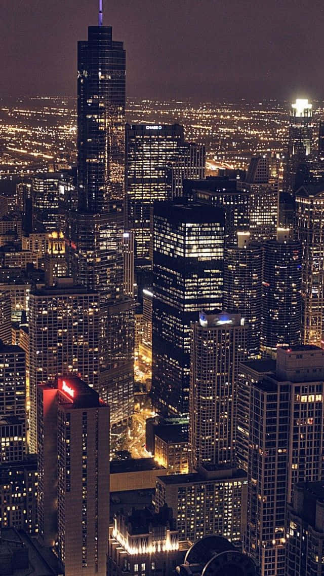 Chicago City Night Tall Buildings