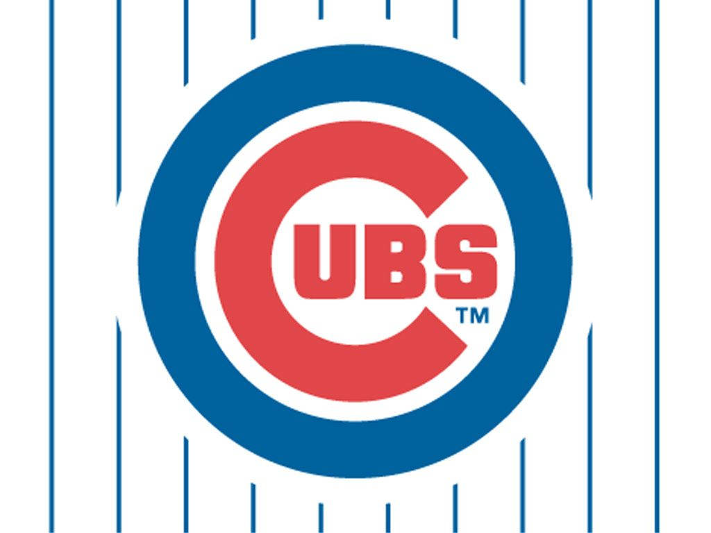 Chicago Cubs Logo On Blue Lines Background