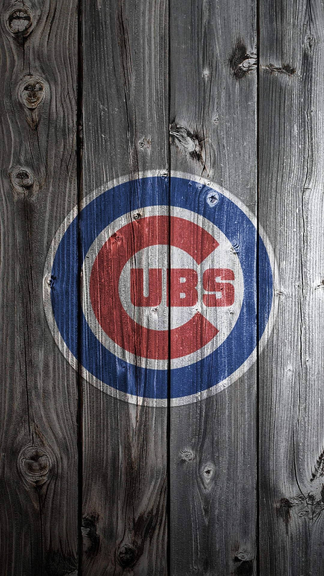 Chicago Cubs Logo On Wood Background