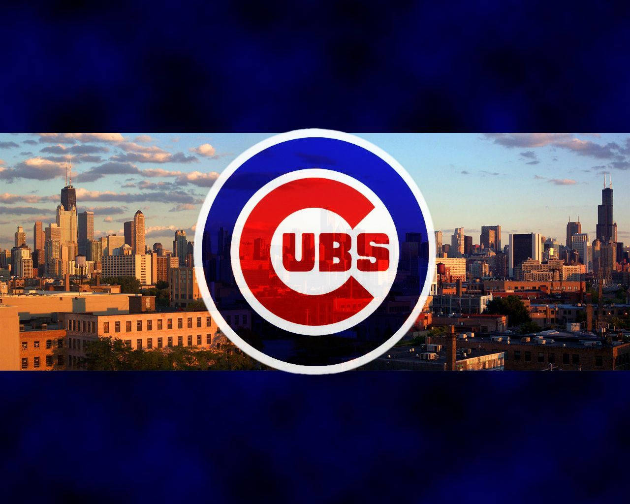 Chicago Cubs On City Buildings Background