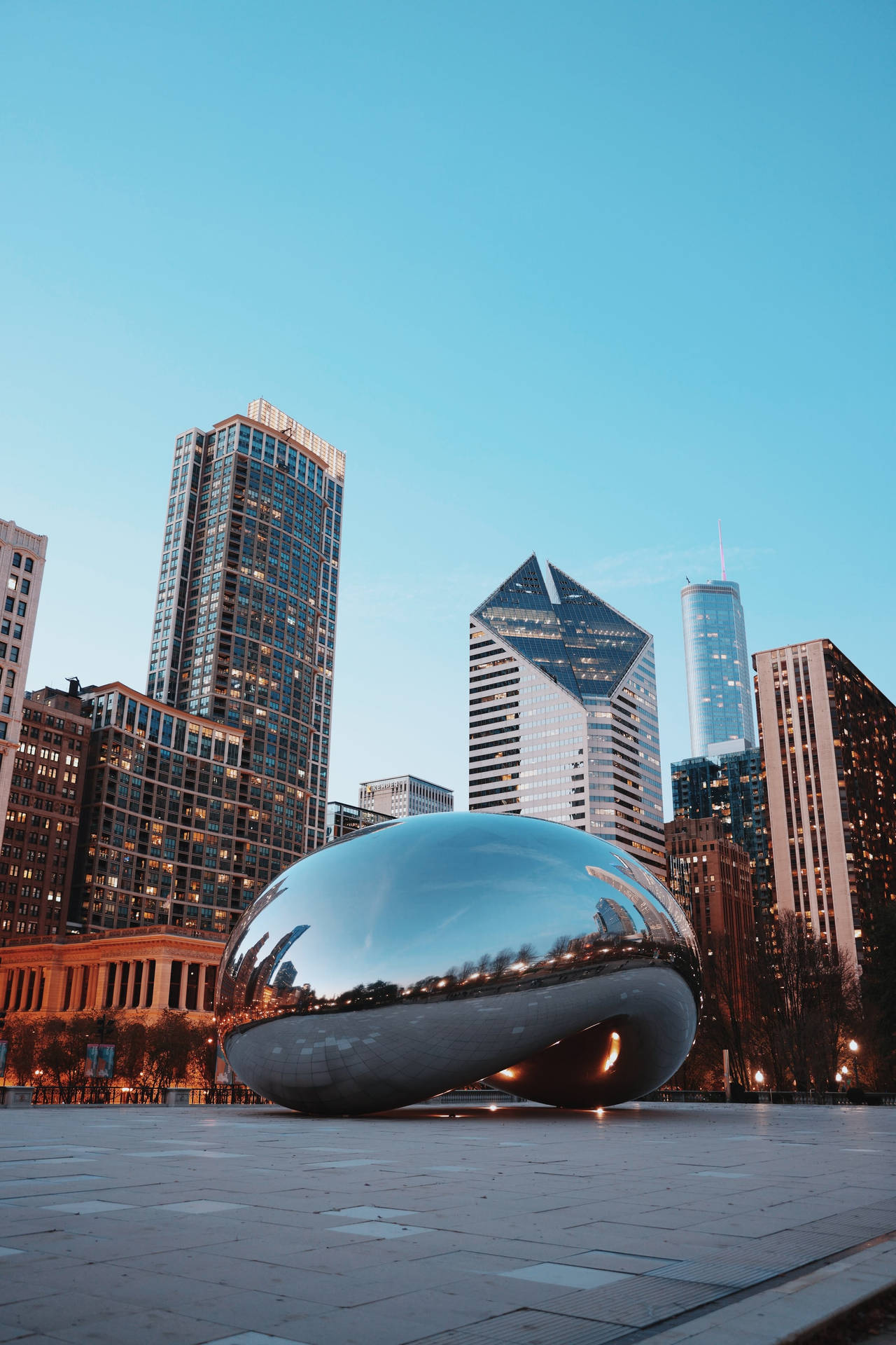 Chicago Skyline Cloud Gate Vintage Effect Background