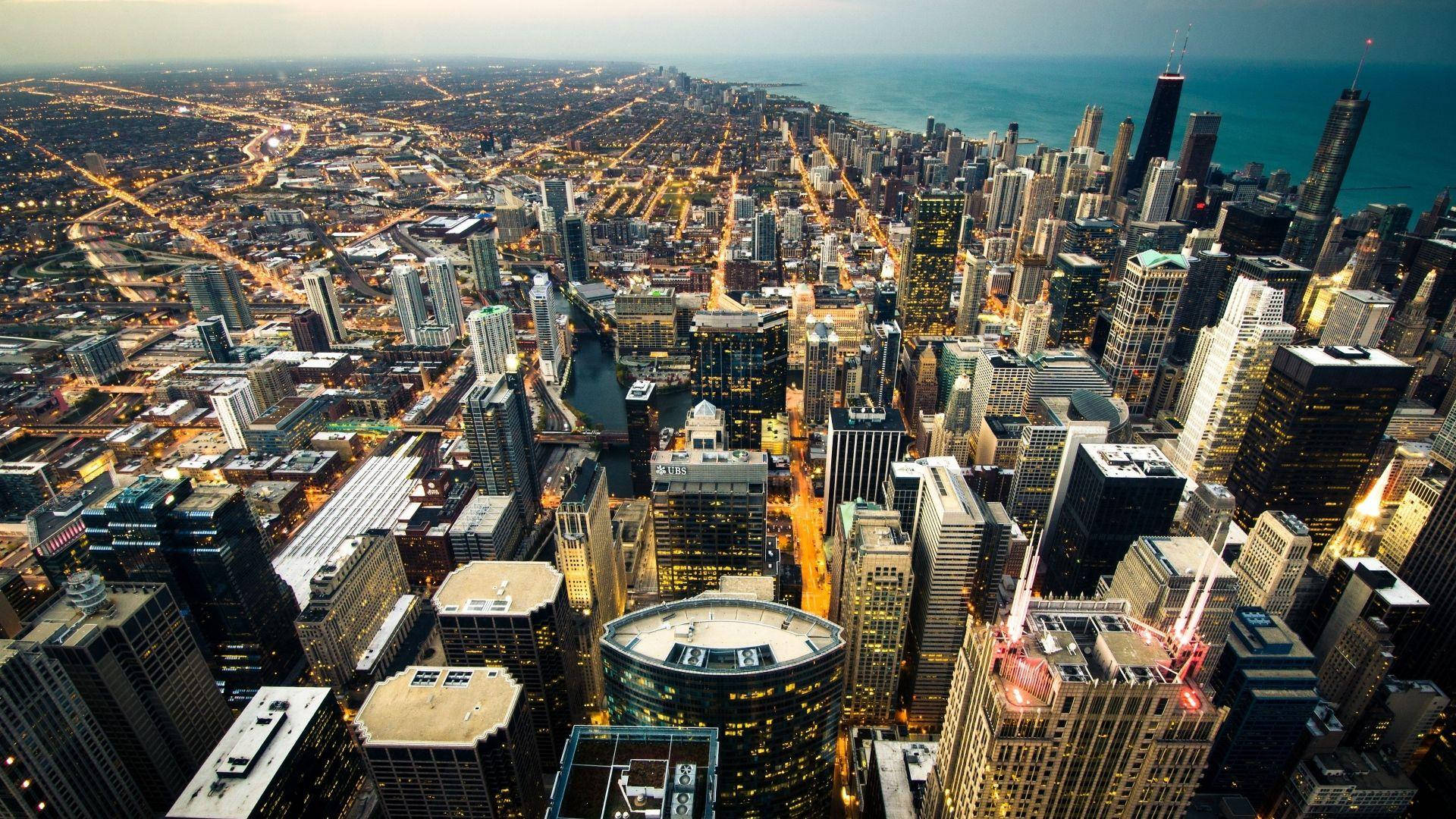 Chicago Skyline Top View Angle Background