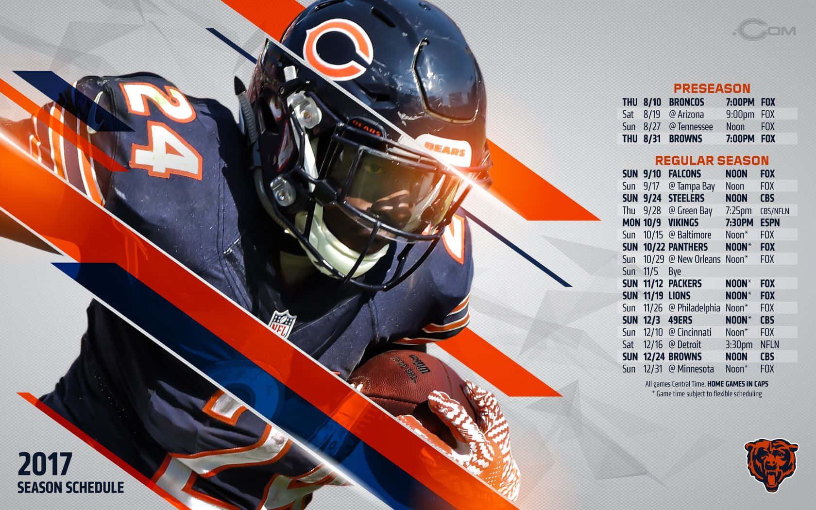 Chicago Sports Bears 2017 Season Schedule Background