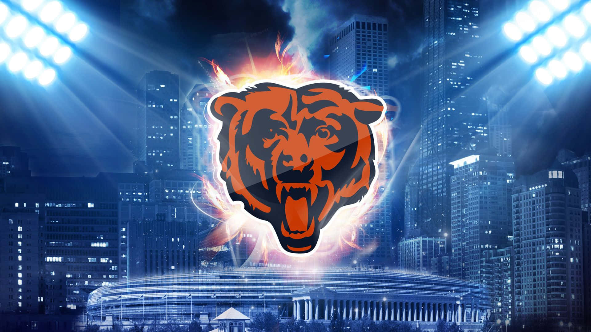Chicago Sports Bears Against City Lights Background