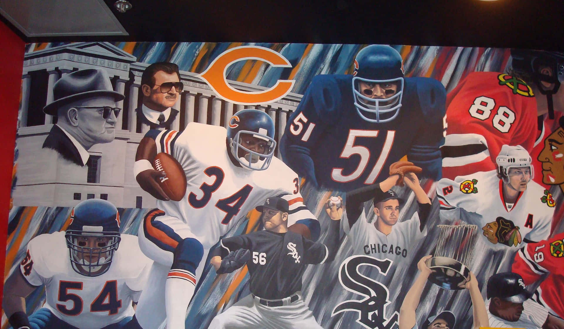Chicago Sports Mural Of Legends Background