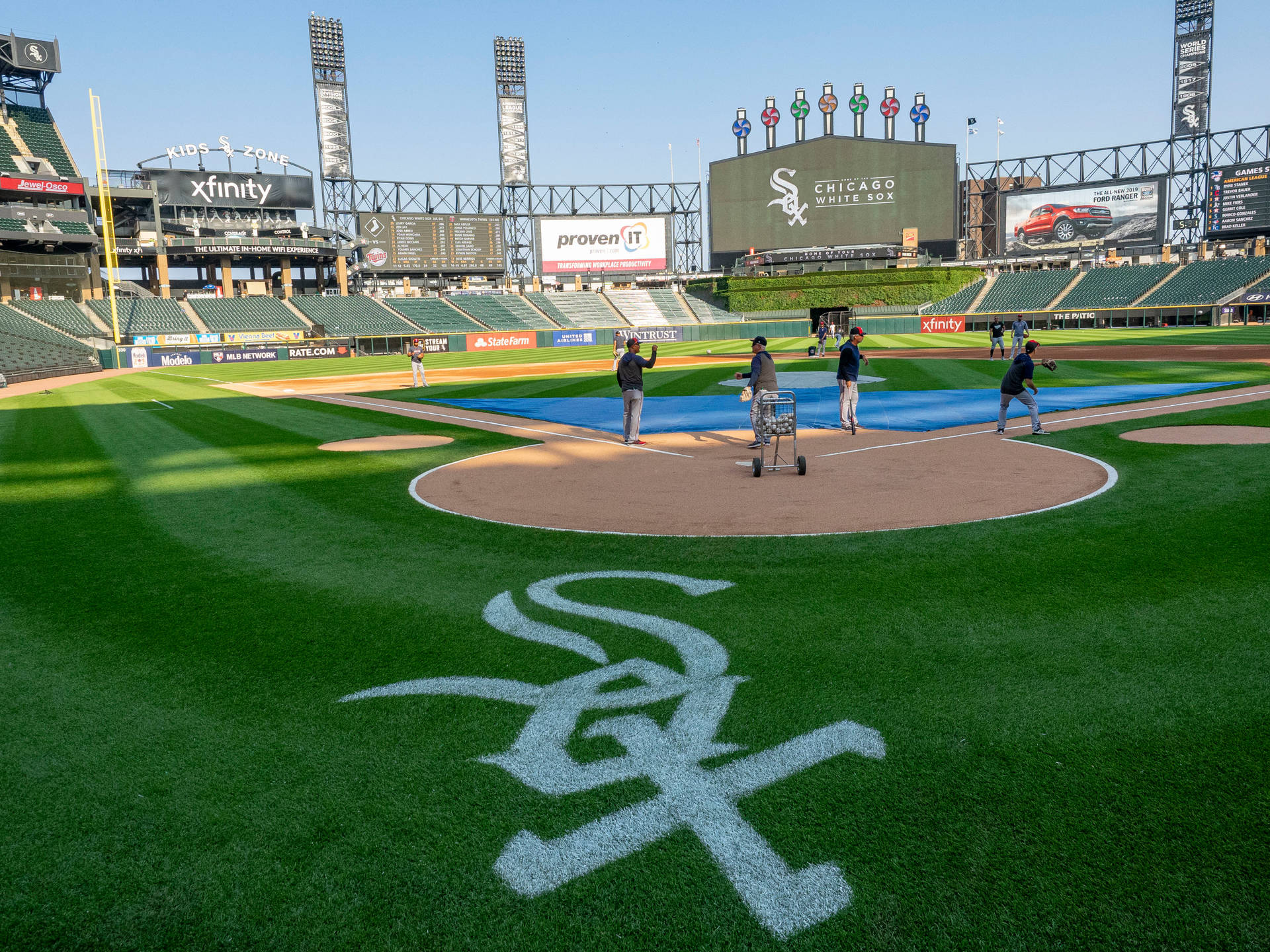 Chicago White Sox Logo On Field Background