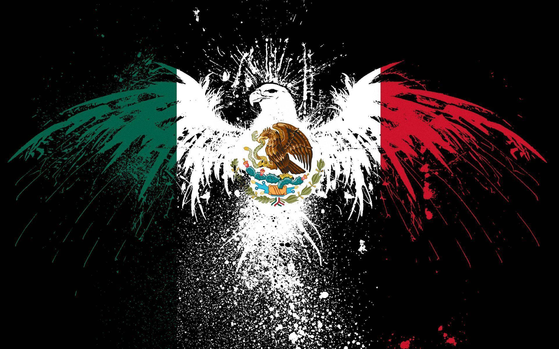 Chicano Eagle On Mexican Flag Background