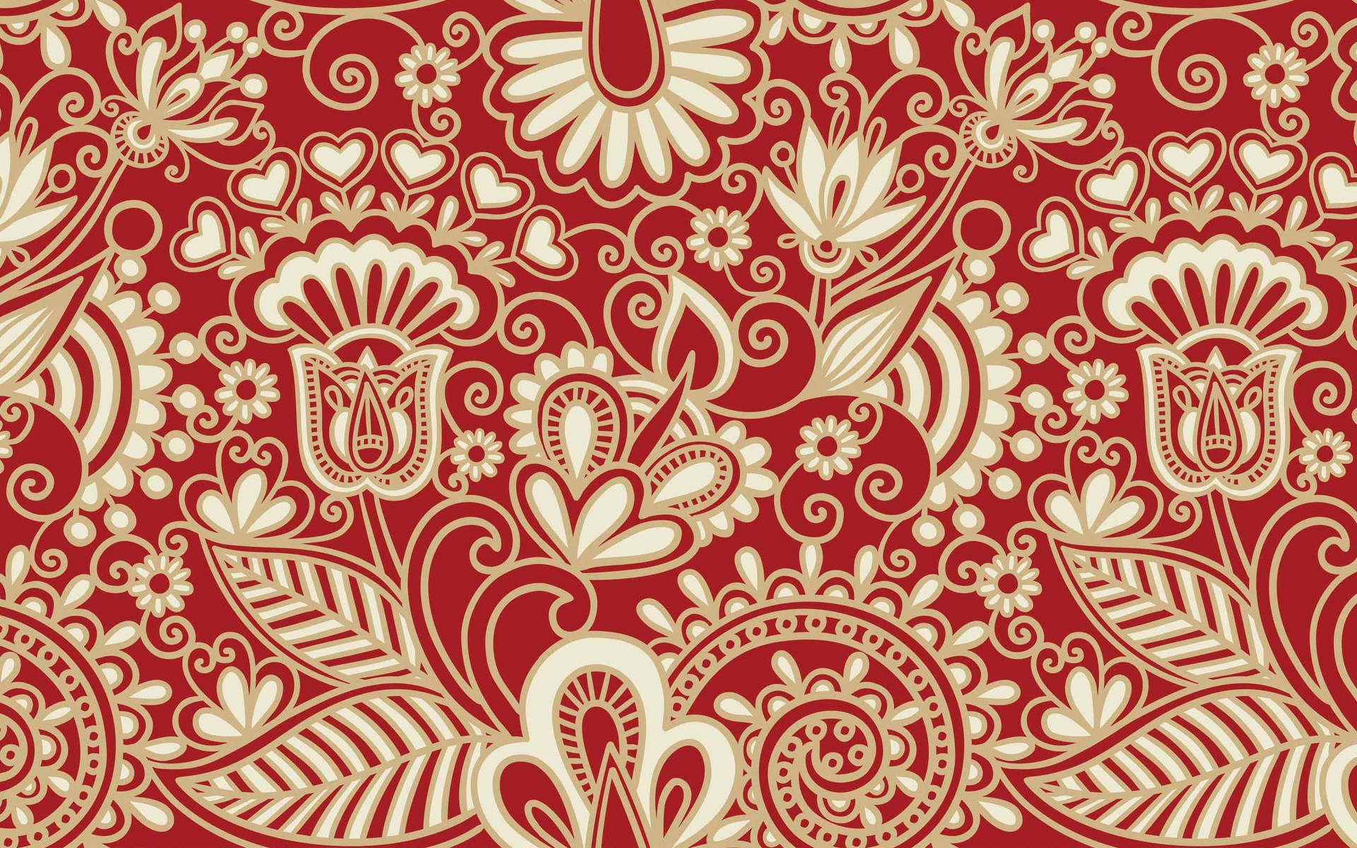 Chicano Red Floral Pattern Background