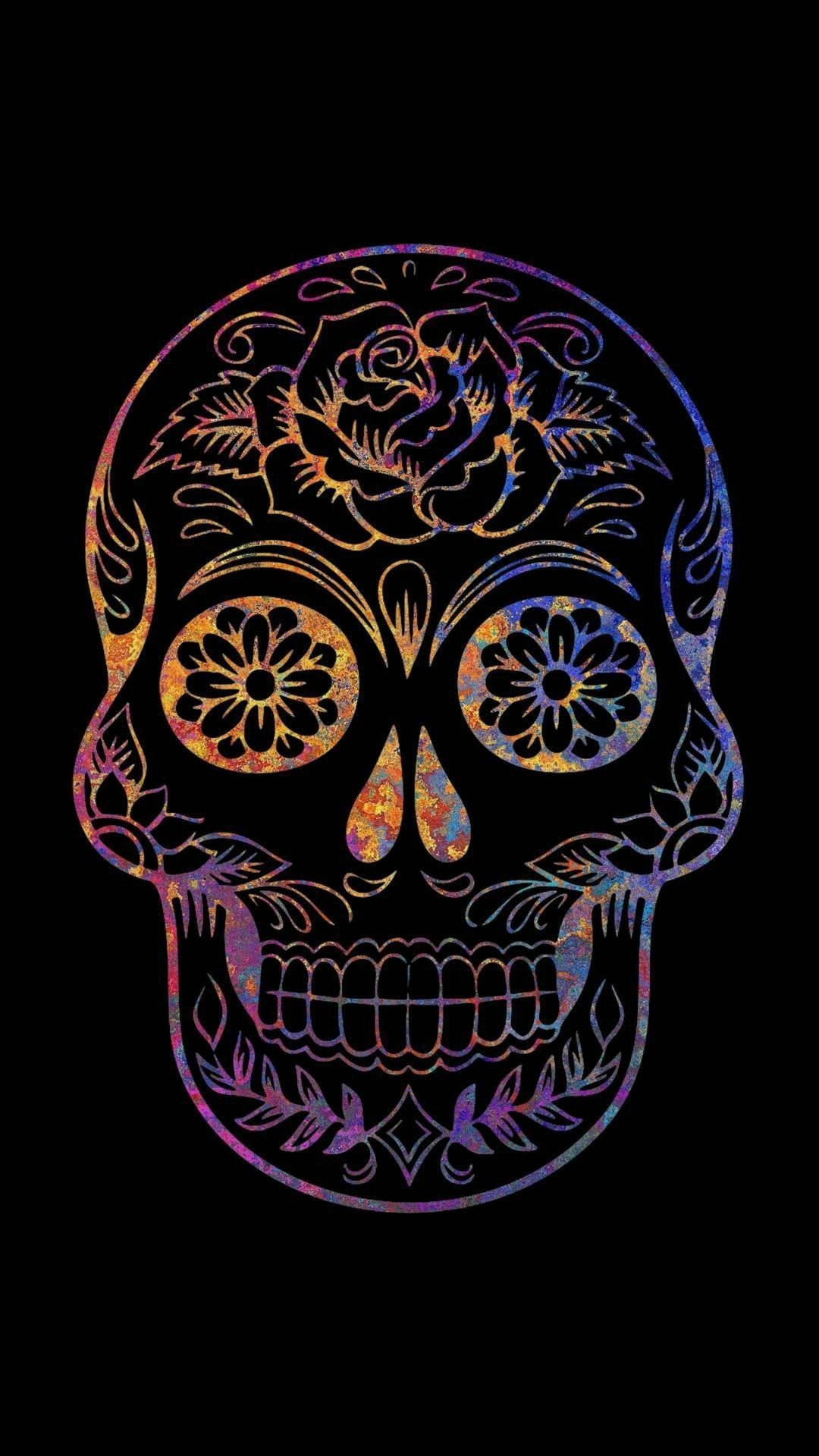 Chicano Sugar Skull Vector Background