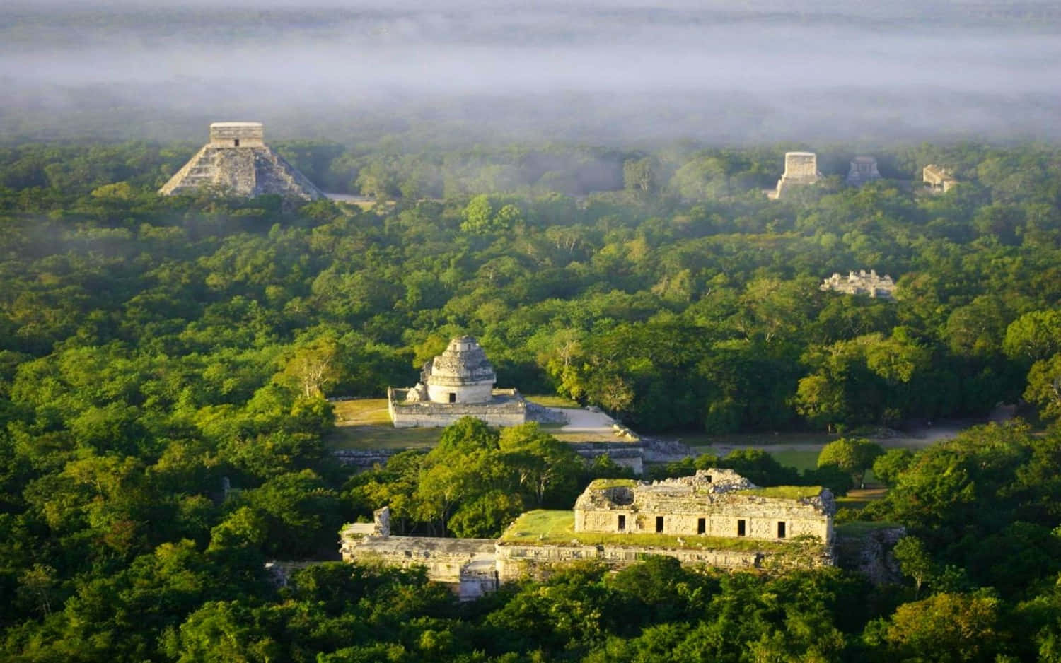 Chichen Itza Mexico Aerial View Background