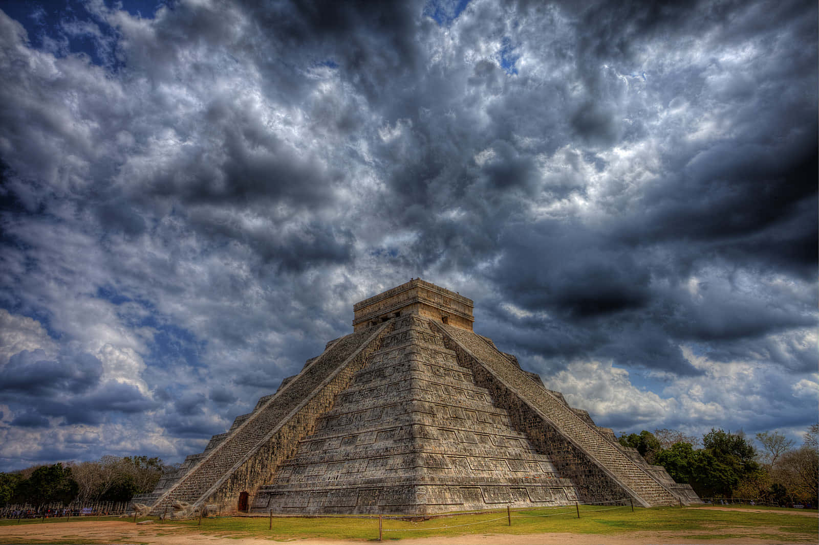 Chichen Itza Mexico Dark Clouds