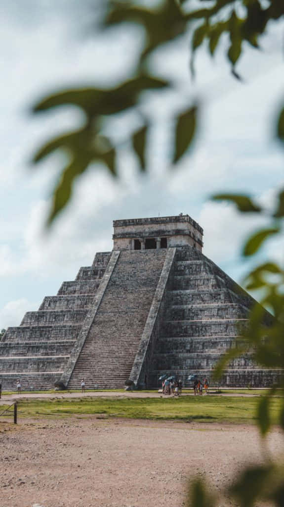 Chichen Itza Mexico El Castillo Portrait Background