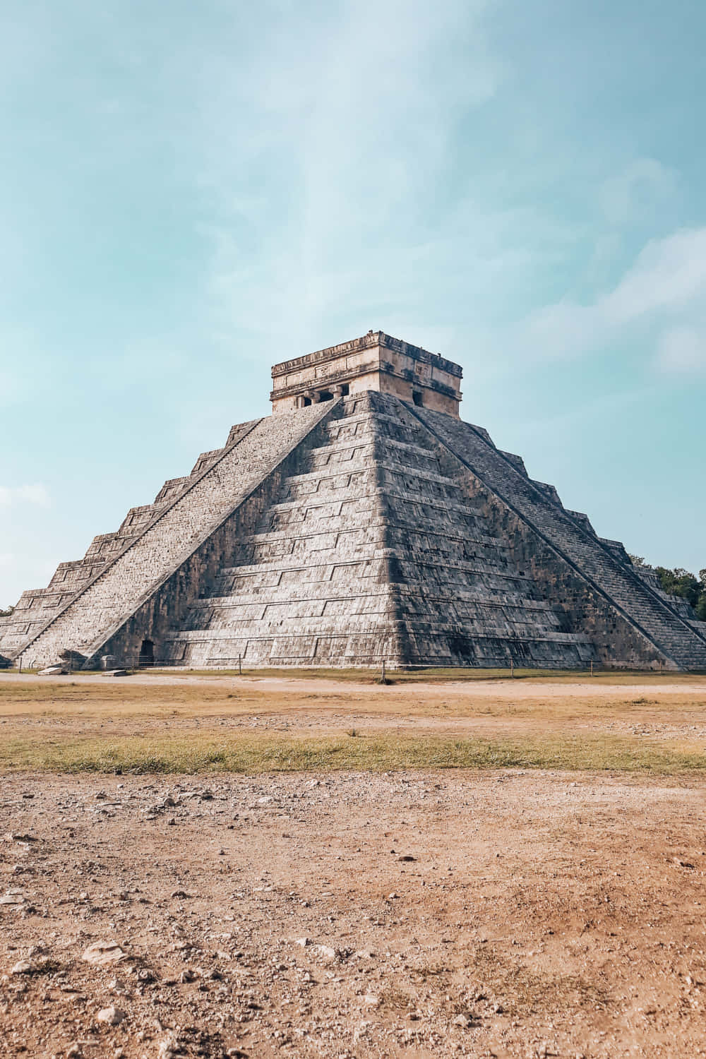 Chichen Itza Mexico Hazy Clouds Background