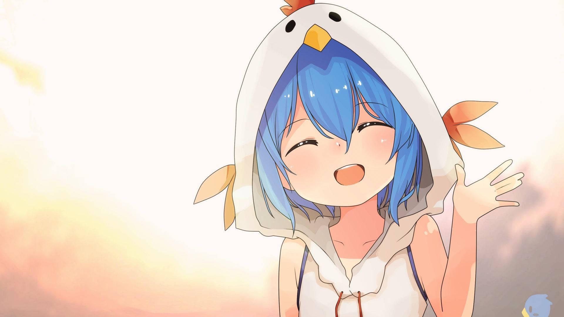 Chicken Anime Girl Hoodie Background