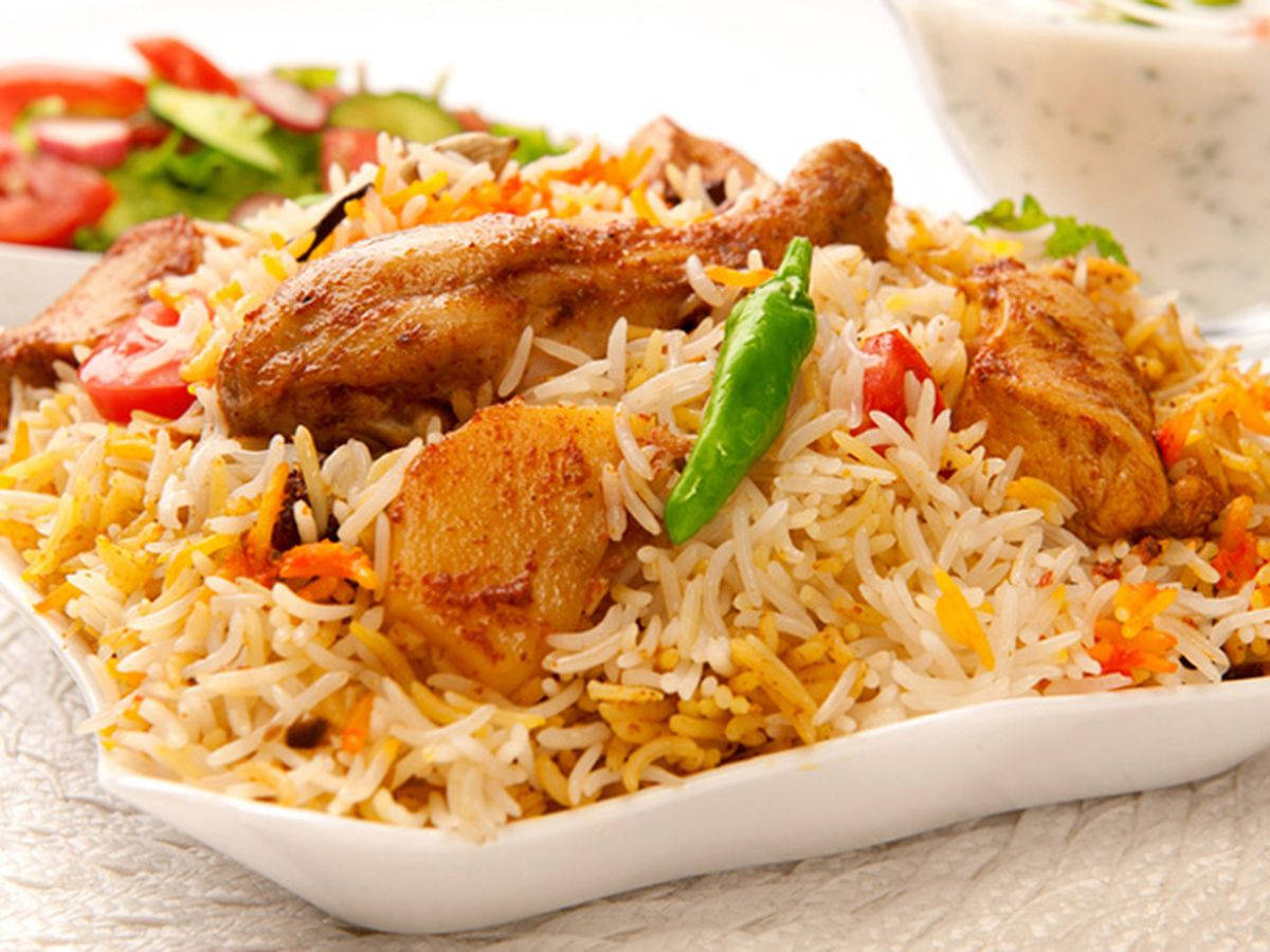 Chicken Biryani Rice Background