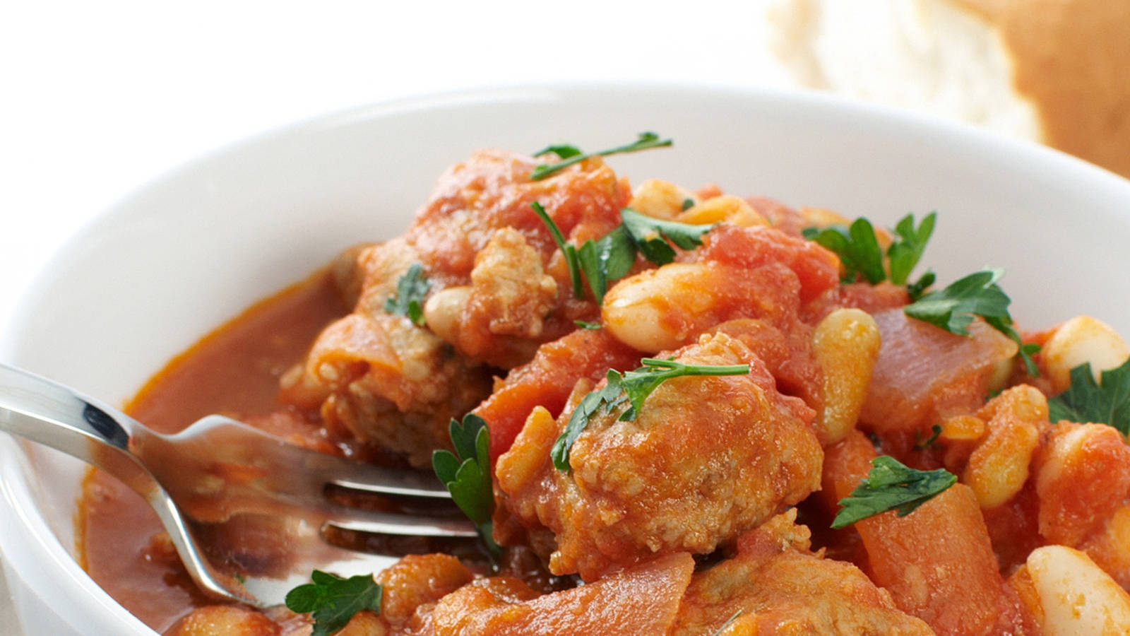 Chicken Cassoulet French Dish Extreme Close Up Shot Background